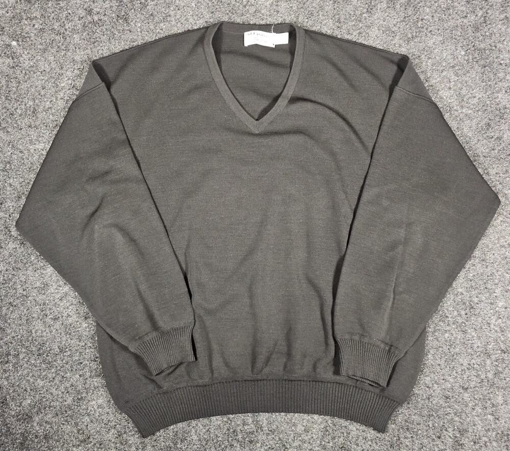 Vintage St. Croix 100% Wool Knit V-neck Pullover Sweater Men's Large Black